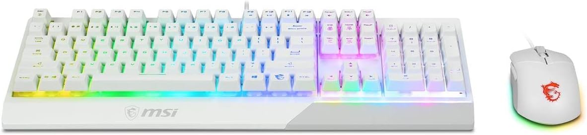 MSI Vigor GK30 Combo White, 6-Zone RGB GK30 Gaming Keyboard & GM11 Gaming...