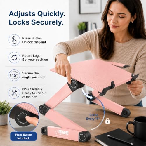 Uncaged Ergonomics Adjustable Laptop Stand for Desk, Cooling Riser (Pink)