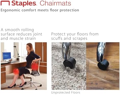 Staples Office Chair Mat, Clear, 45x53 Inch, Medium-Pile Carpet, with Lip