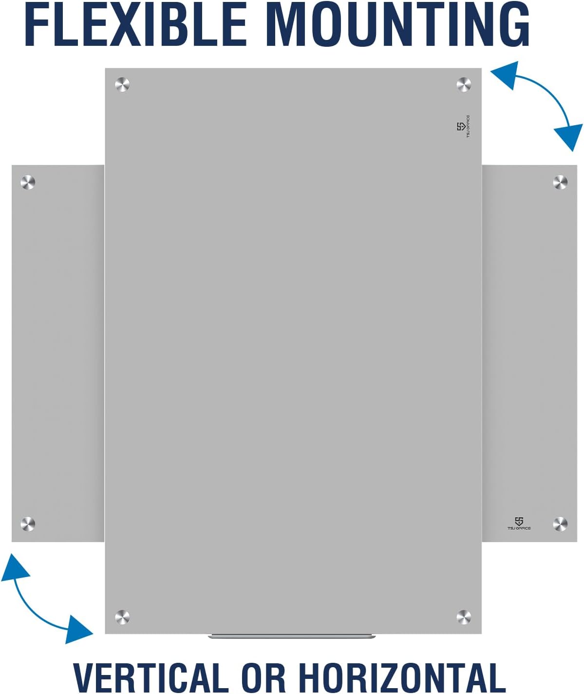 TSJ OFFICE White Board for Wall - 36" x 24" Gray Glass Board 3 X 2 FT