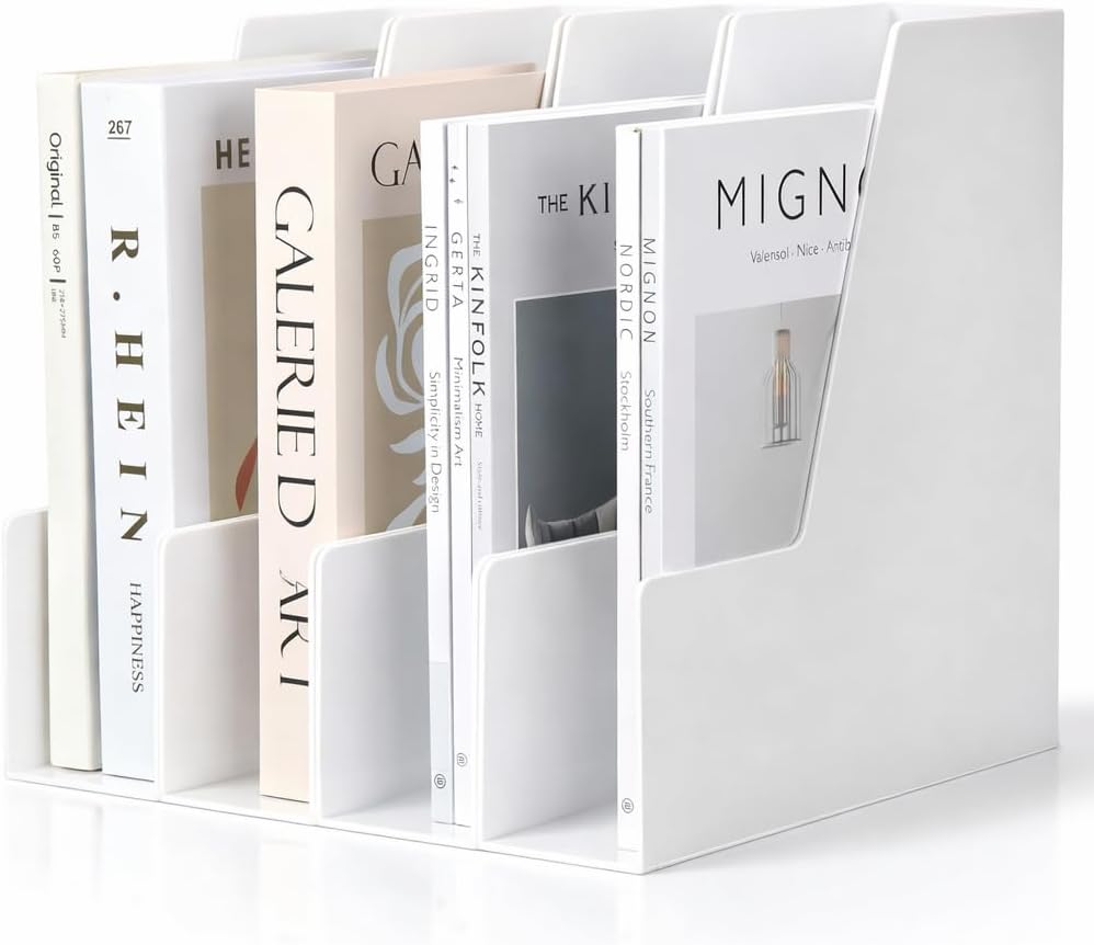 CiWiVOKi Vertical Magazine File Holder, 4 Pack, White