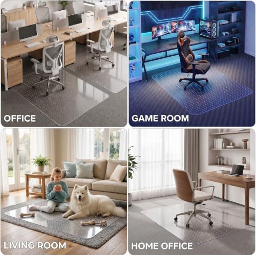Office Chair Mat for Carpeted Floor, 46 × 72 Inch Low Pile Carpet Rolling Cha...