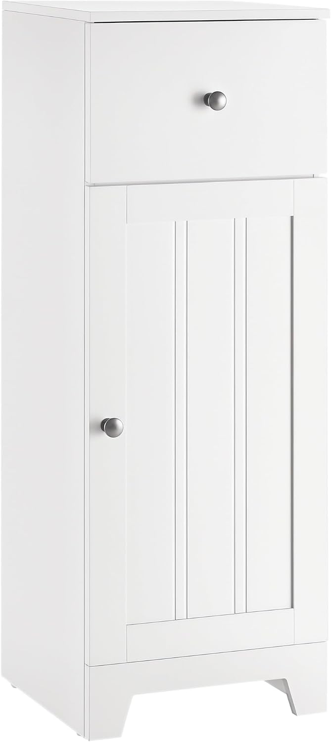 kleankin Short Bathroom Storage Cabinet with Adjustable Shelf, White