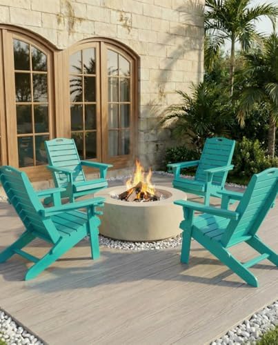 Adjustable Adirondack Chair,Outdoor Fire Pit Chair,Lakeblue