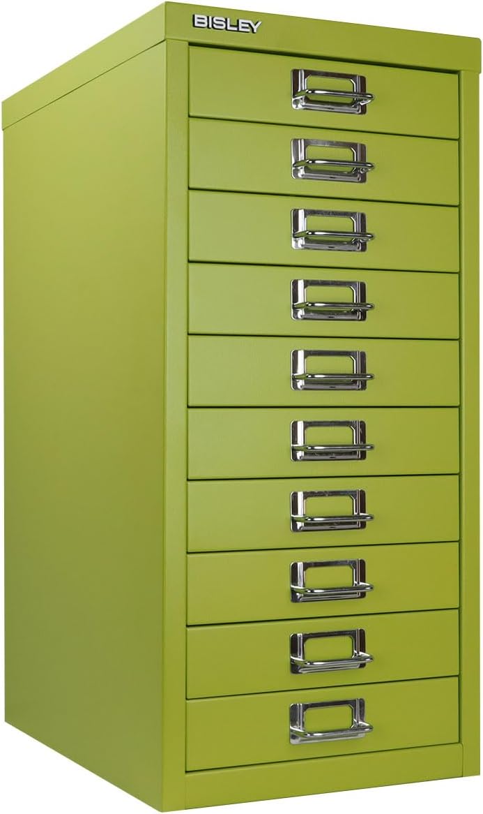 10-Drawer Steel MultiDrawer Cabinet - Green, by Bisley
