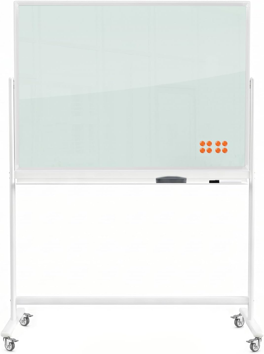 Wingwise Glass Whiteboard, 48 x 30 Inch Standard White with Stand
