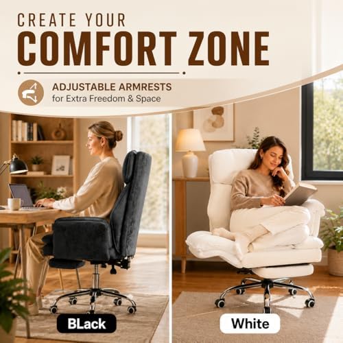 Big and Tall Office Chair with Footrest & Flip Armrests