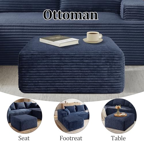 Boneless Ottoman, Modern Corduroy Cloud Foot Rest Foam Support, Oversized Mod...