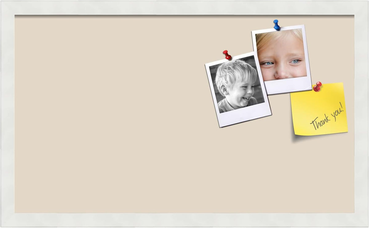 PinPix 24x14 inch Cork Bulletin Board. This Decorative Framed Pin Board Comes...