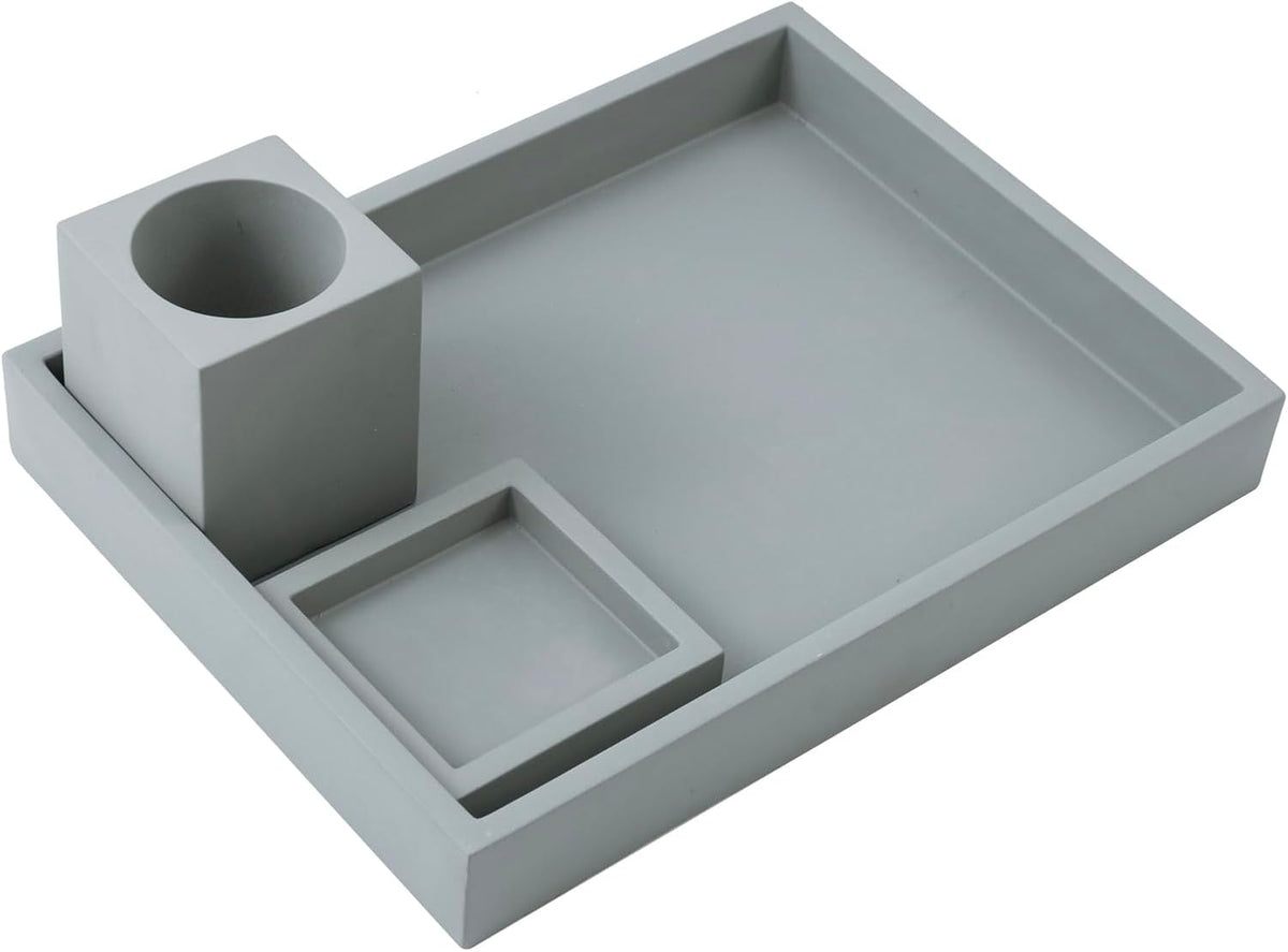 MyGift 3 pcs Set Modern Gray Concrete Desk Organizer Trays, Desktop Office Pa...