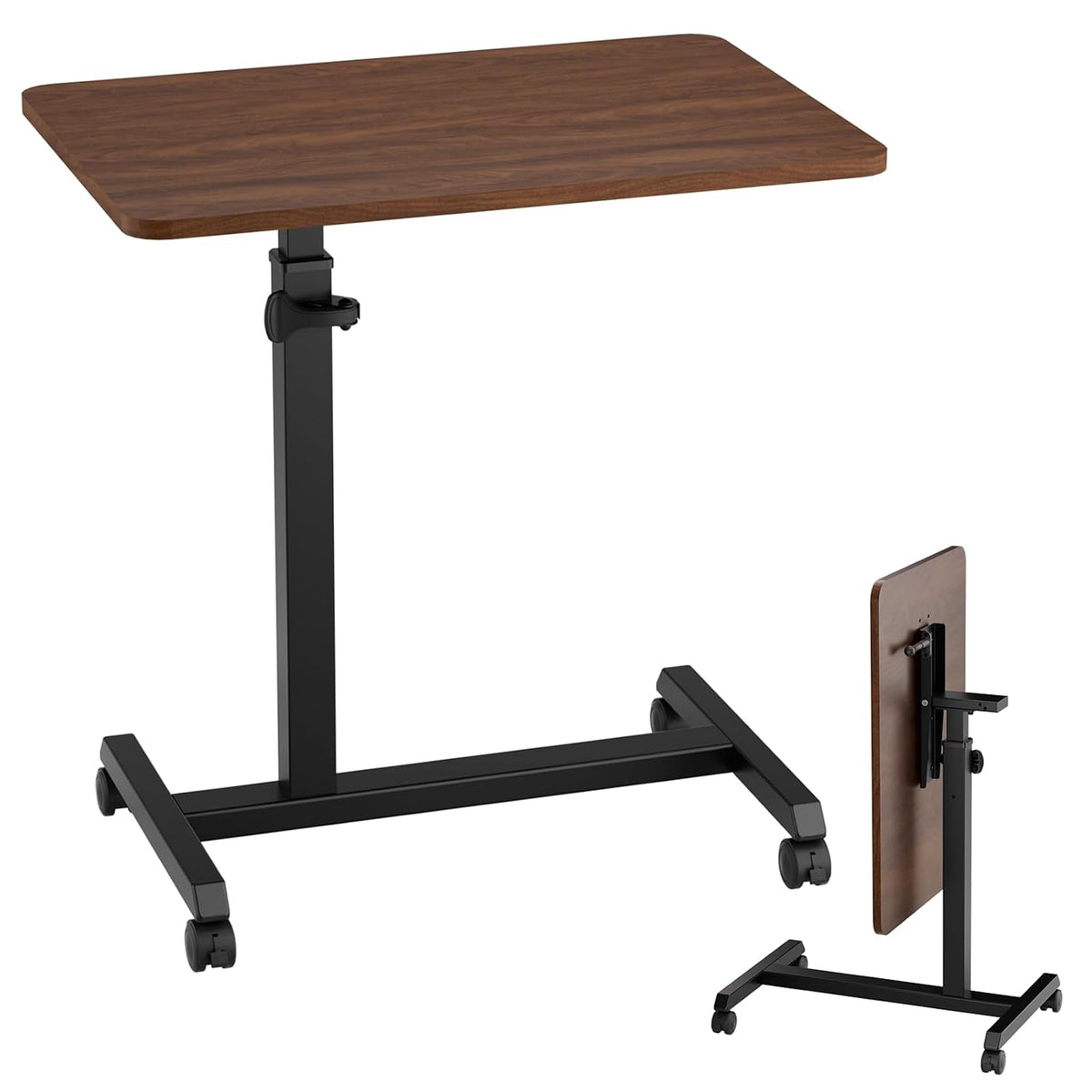 COMHOMA Adjustable Overbed Bedside Table with Lockable Wheels, Foldable Mobil...