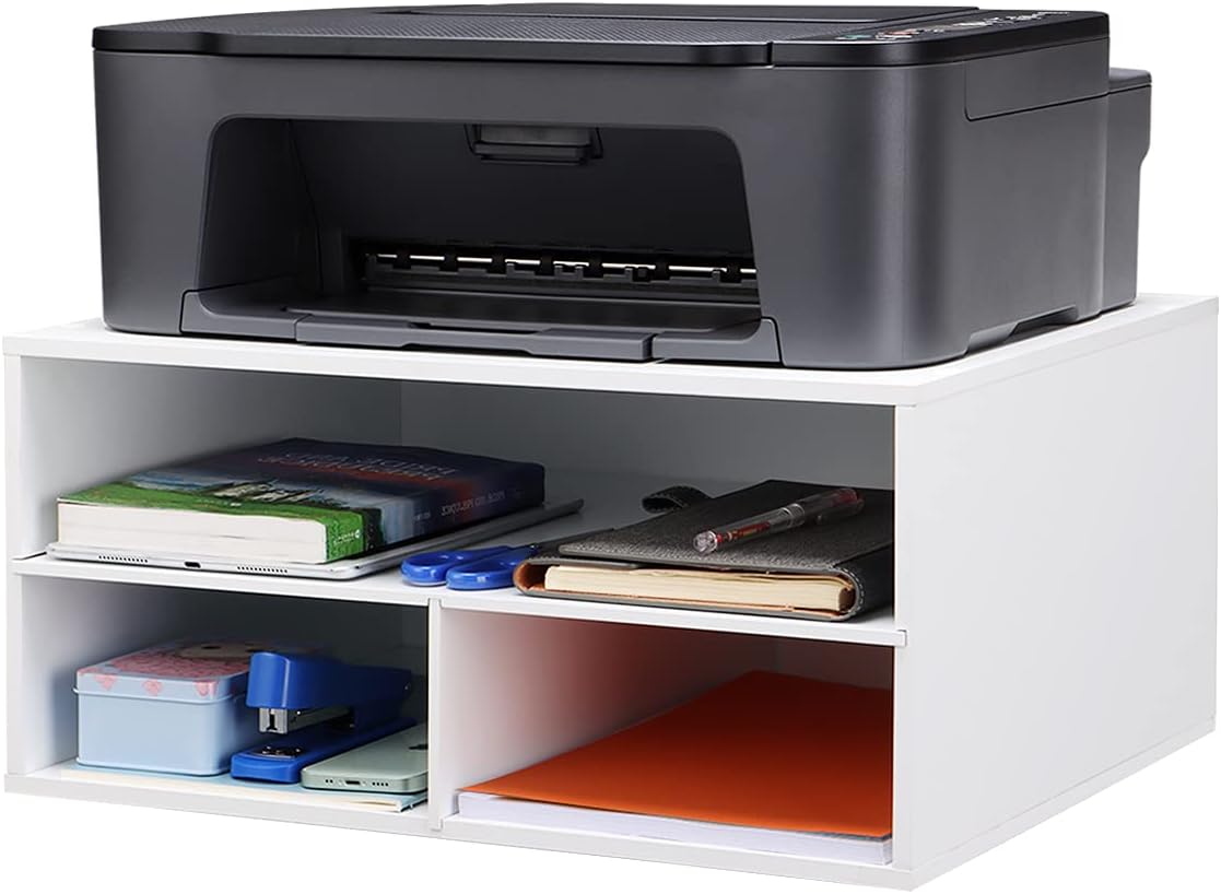 EMERIT Printer Stand for Desk - 2 Tier Desktop Printer Stand with Paper Stora...
