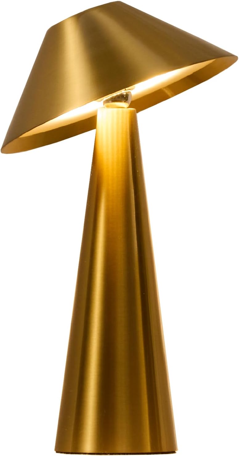 Bojim Rechargeable Cordless Table Lamp, Gold LED Battery Operated Wireless Ta...