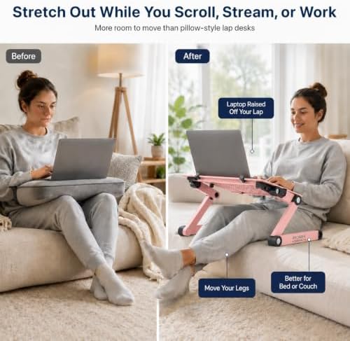 Uncaged Ergonomics Adjustable Laptop Stand for Desk, Cooling Riser (Pink)