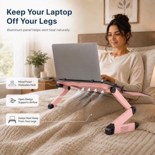 Uncaged Ergonomics Adjustable Laptop Stand for Desk, Cooling Riser (Pink)