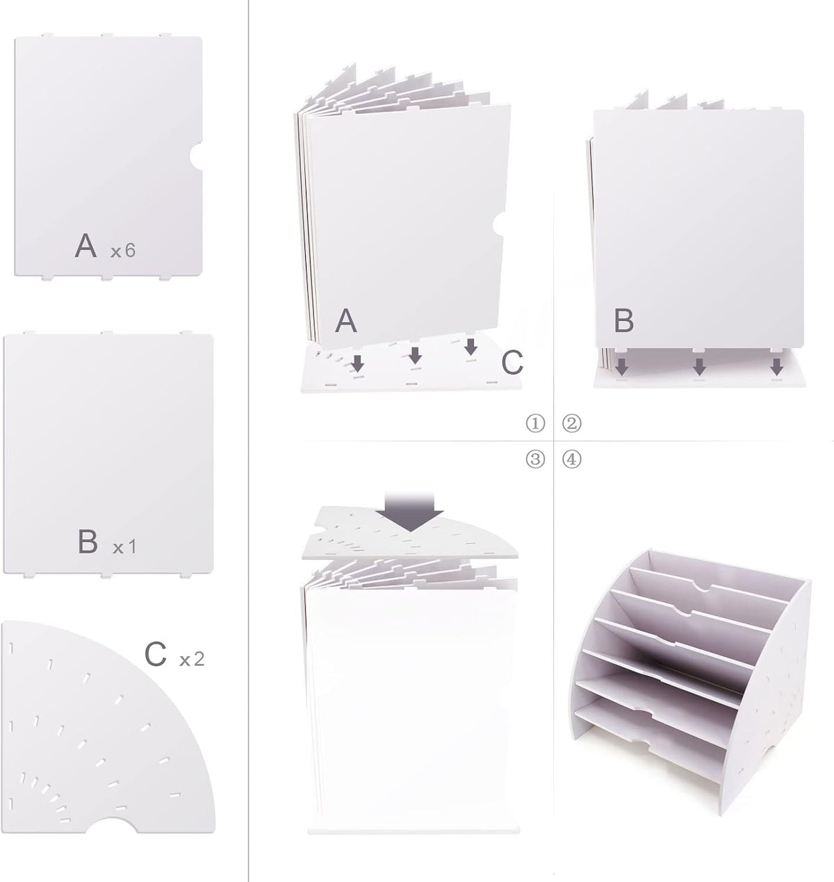 SONGWAY Fan Shaped Desk File Organizer - 6 Compartments File Holder for Deskt...