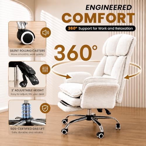 Big and Tall Office Chair with Footrest & Flip Armrests