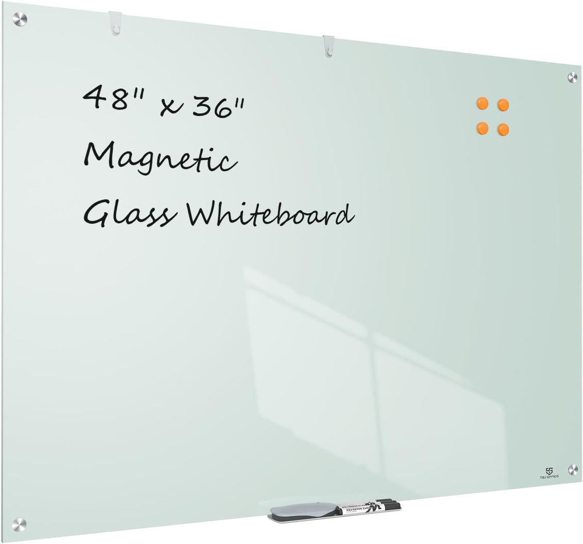 TSJ OFFICE White Board for Wall - 48" x 36" White Glass Board 4 X 3 FT