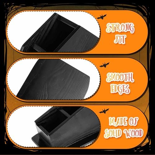 Juexica 2 Pcs Gothic Coffin Makeup Brush Holder, Black Vanity Organizer