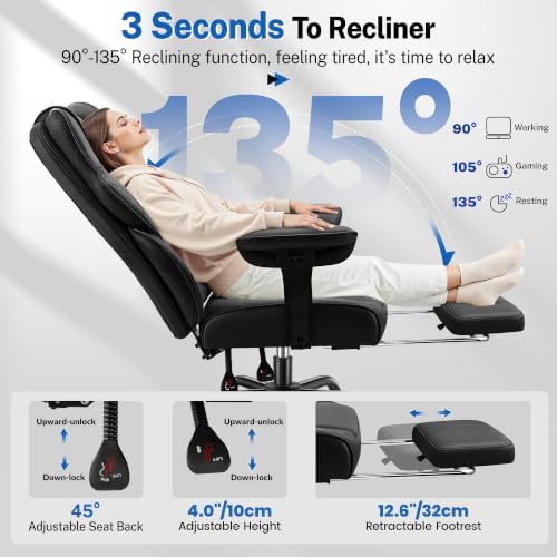 FelixKing Big and Tall Office Chair 500lbs - Ergonomic Desk Chair with Footre...