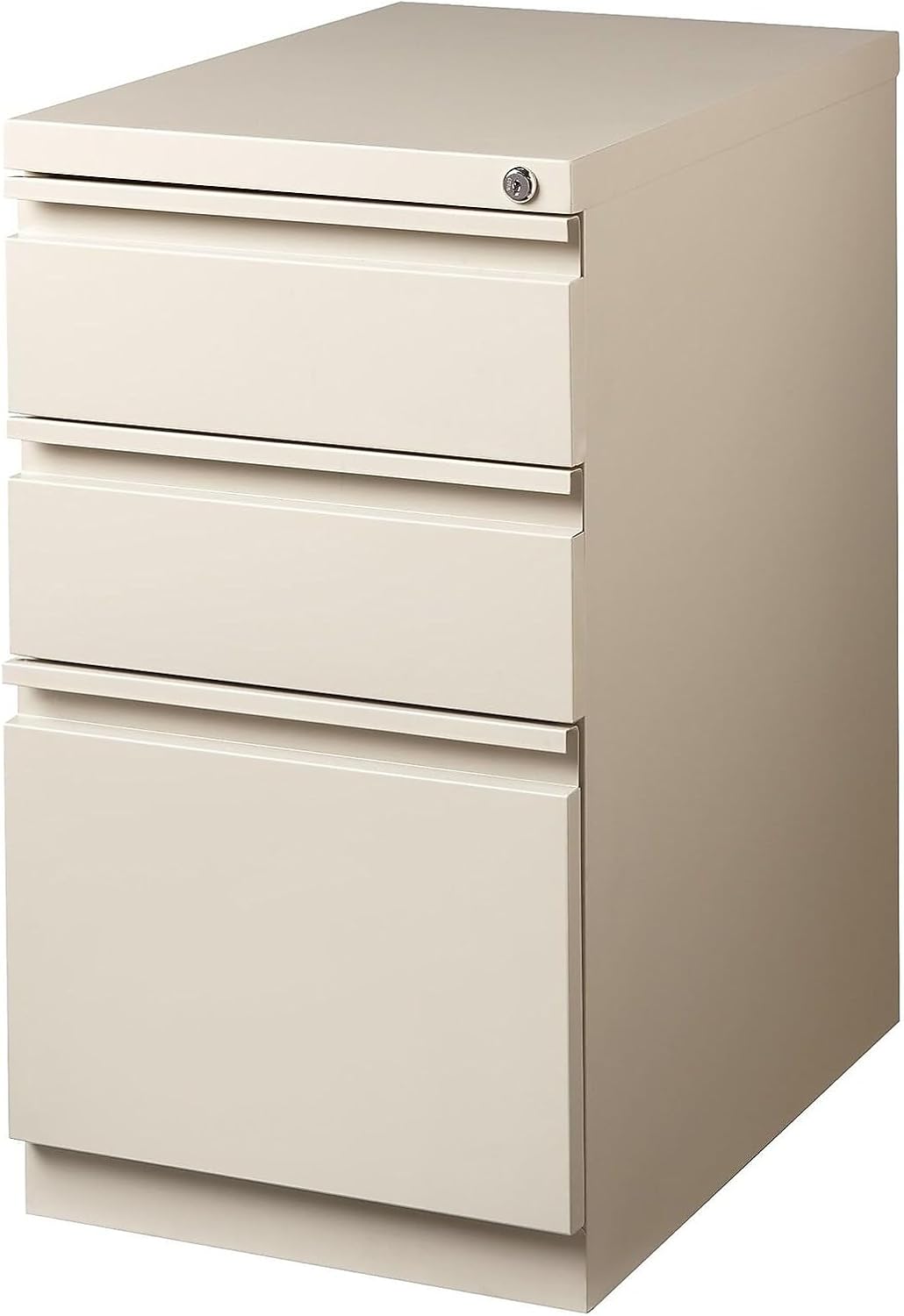 STAPLES Mobile Pedestal File Cabinet, 3-Drawer, Putty, Wheels