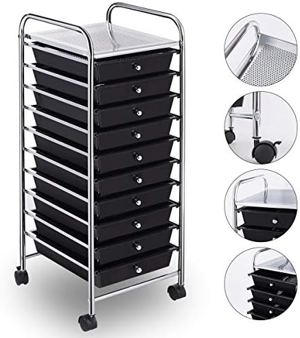 Giantex 10 Drawer Rolling Storage Cart Scrapbook Paper Office School Organize...