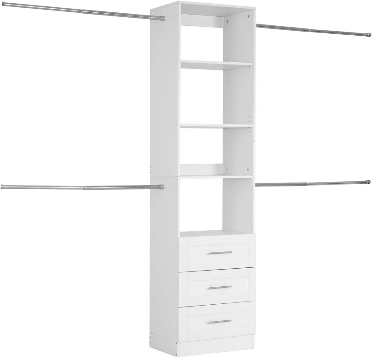 VEVOR Closet System with 3 Drawers, Adjustable Height Wooden Closet Organizer...