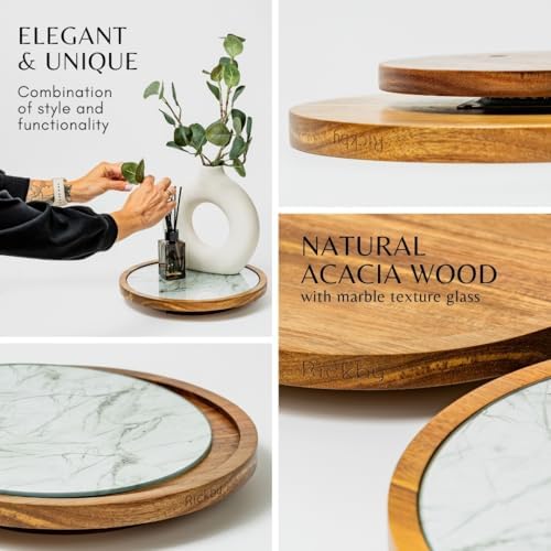 Rickby, 12" Premium Acacia Wood Lazy Susan Turntable for Table Top with ...