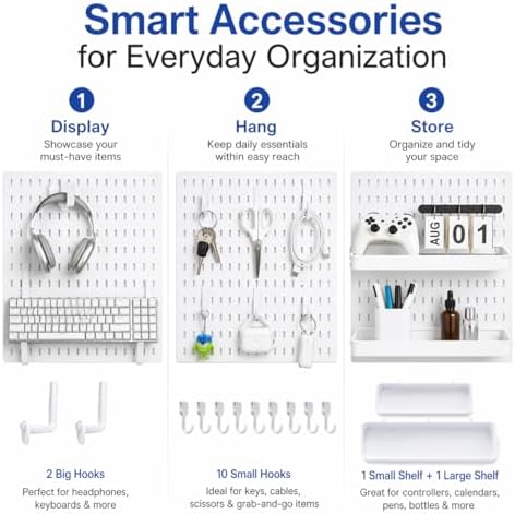 Colville White Pegboard Wall Organizer Kit, 24 x 24 in, 4 Panels