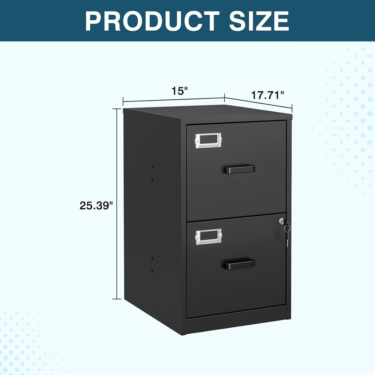 MIIIKO 2 Drawer File Cabinet with Lock, Metal Locking Filing Cabinets for Hom...