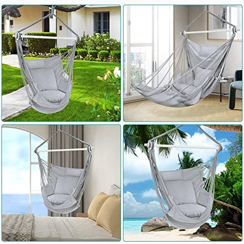 Outerman Hammock Chair, Hanging Chair with 3 Cushions and Foot Rest Support, ...