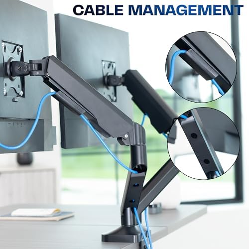 VIVO Dual Pneumatic Arm Ultra-Wide Monitor Mount for up to 35 inch Screens, H...