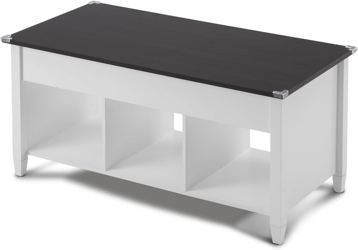 VINGLI Farmhouse Lift Top Coffee Table with Hidden Storage,40",White