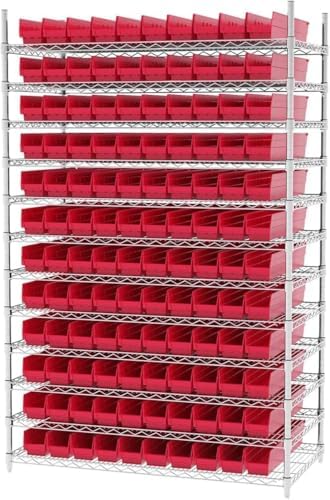Akro-Mils 30124 Heavy Duty Plastic Shelf Bins, 24"x 4"x 4", Re...