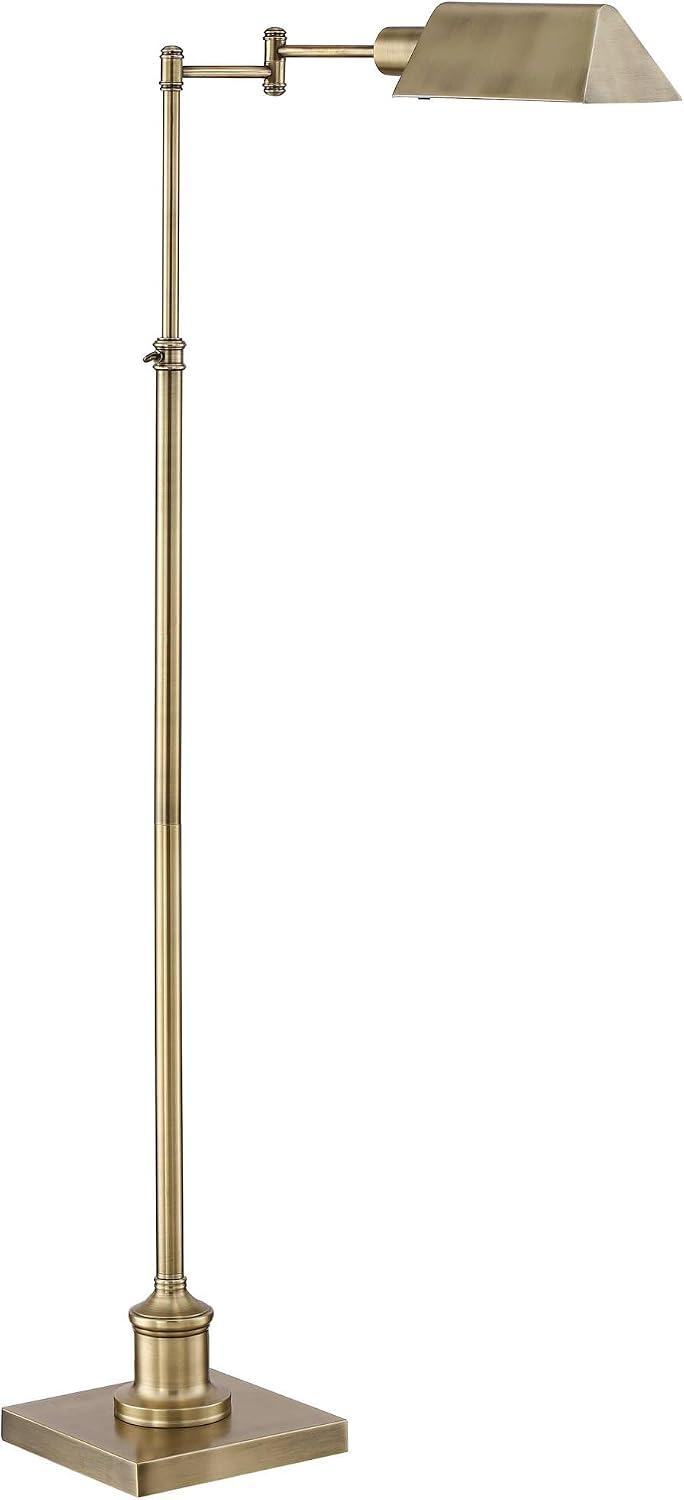 Jenson Adjustable Height Brass Swing Arm Pharmacy 54" Tall Floor Lamp