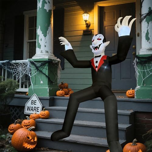 10ft Giant Sitting Vampire Halloween Inflatable with Built-in LED Lights - Ou...