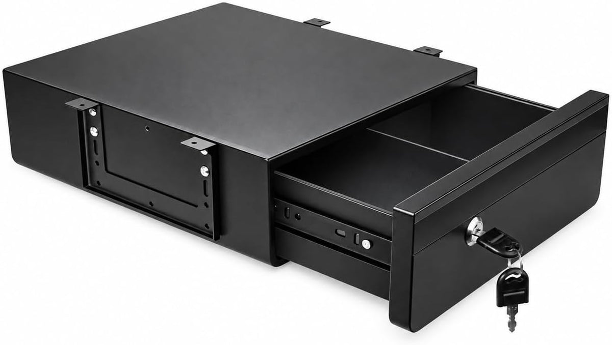 POPMOON 14 in Deep Under Desk Drawer Lockable, Pull Out Storage Organizer