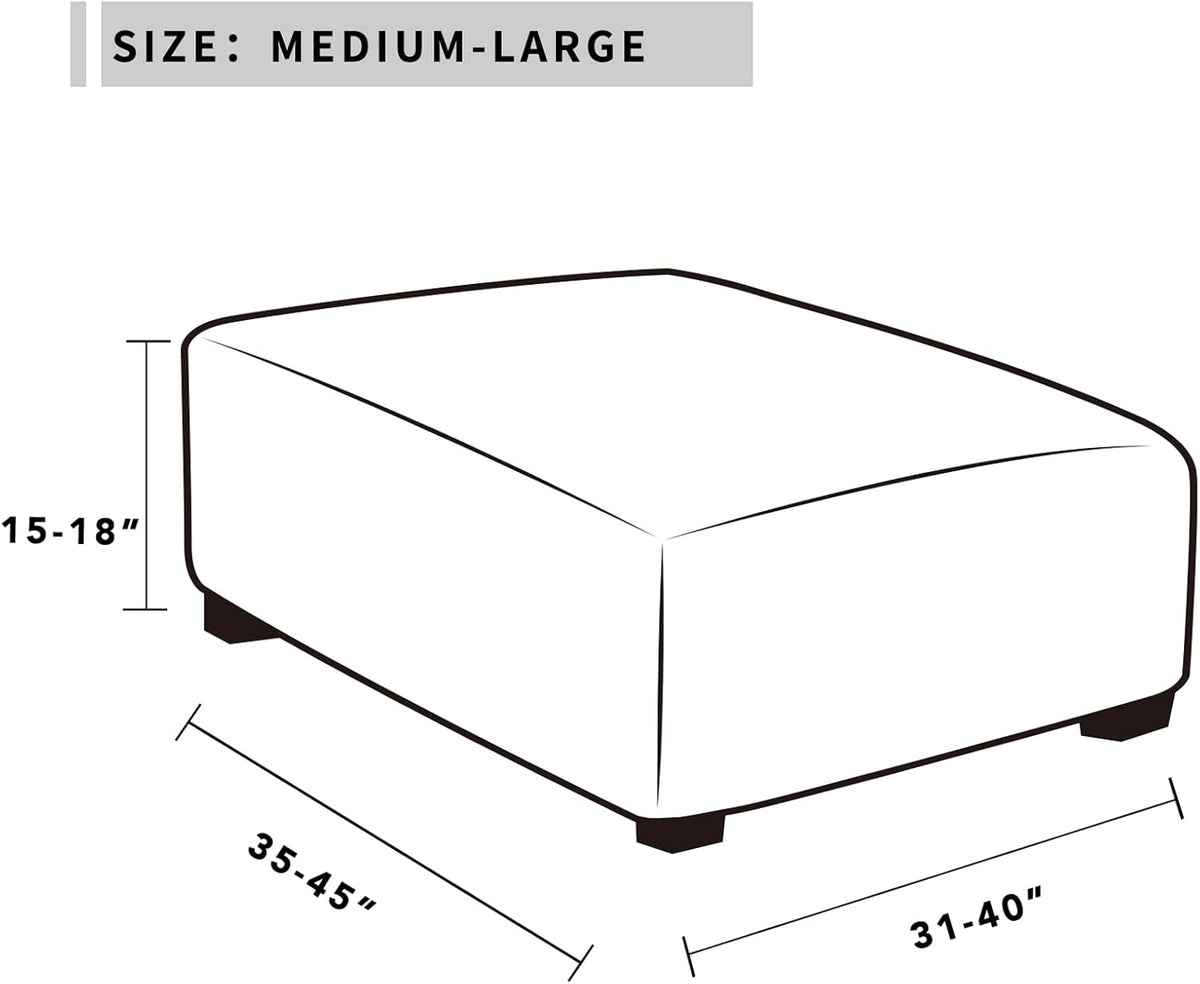Easy-Going Stretch Square Ottoman Cover 40x40x15 inch Black