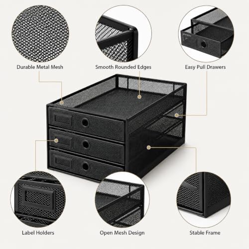 EXERZ Paper Sorter 3 Tier Drawers A4 / Multifunctional Desk Organiser/Letter ...