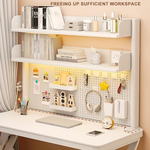 Clamp on Desk Shelf with Pegboard, Desktop Organization Bookshelf
