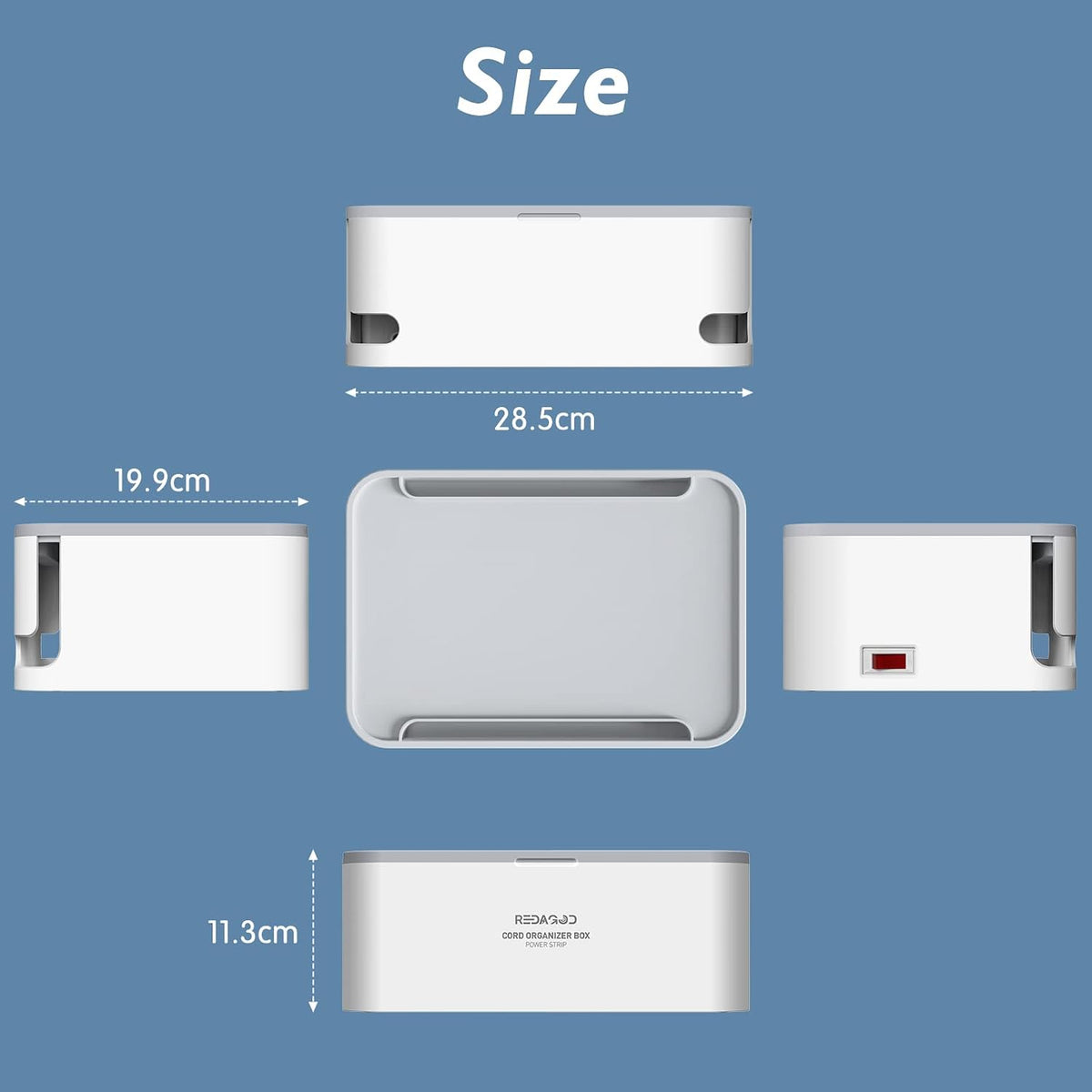 Power Strips with Cable Management Box, Surge Protector, White