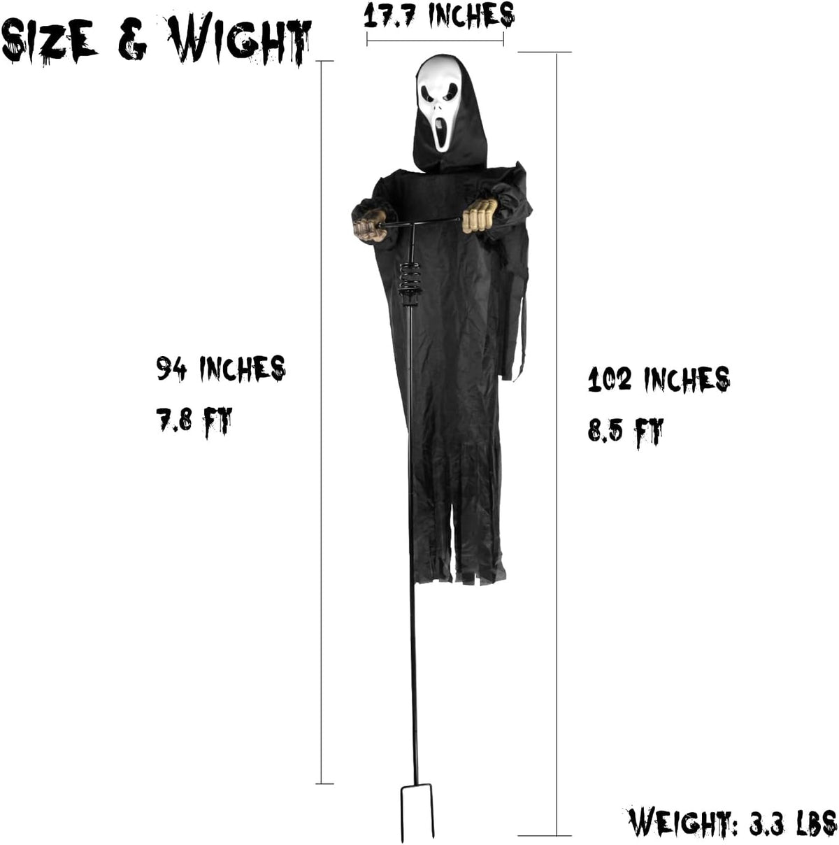 LarpGears Halloween Scarecrow Ghost Outdoor Decorations, 7.5Ft Halloween Rota...