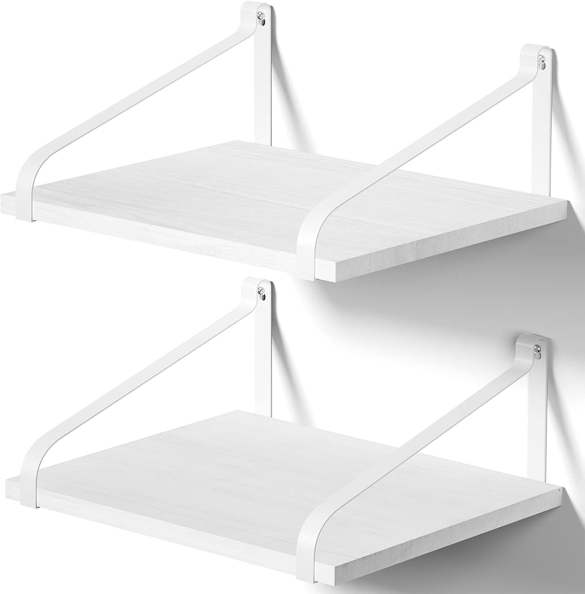 Love-KANKEI Deep Wide Floating Wall Shelves,Solid Wood,16.5"x12",White