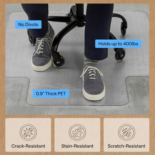 GORILLA GRIP Office Chair Mat for Carpet Floors, Heavy Duty 36x48 Clear Lip