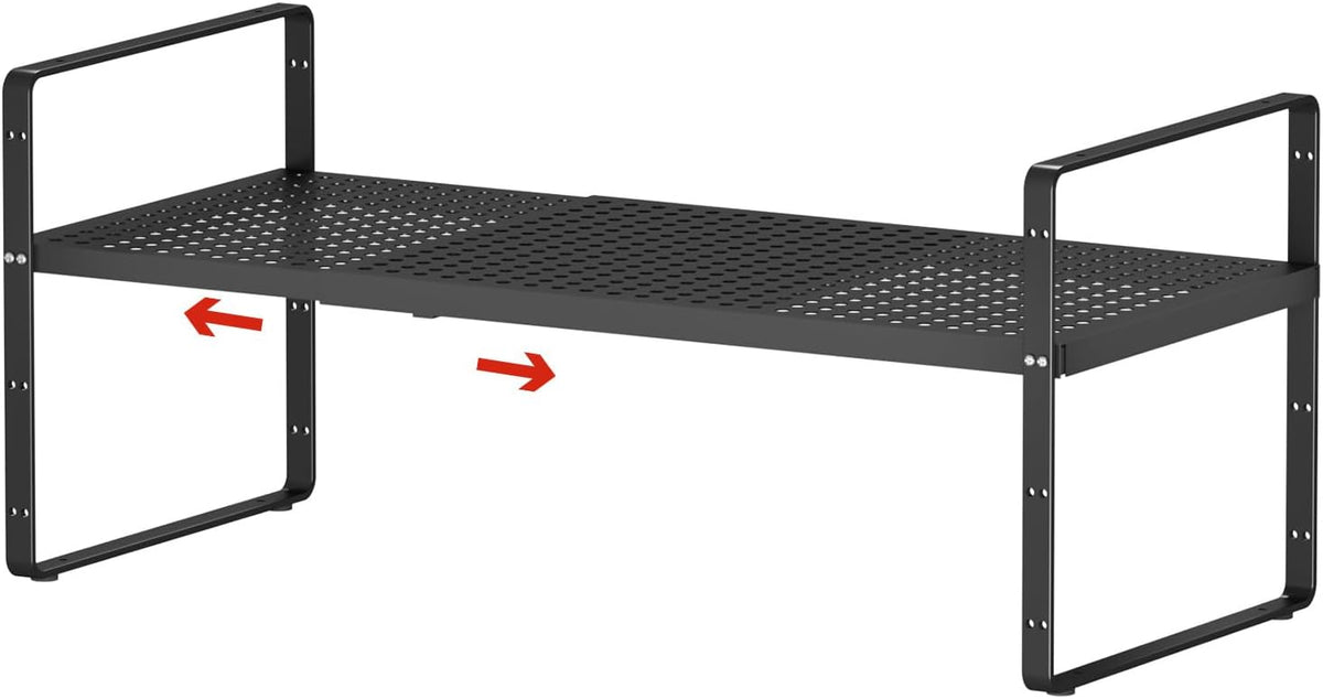 Expandable Cabinet Shelf Organizers, 16.5"~27''L, Black