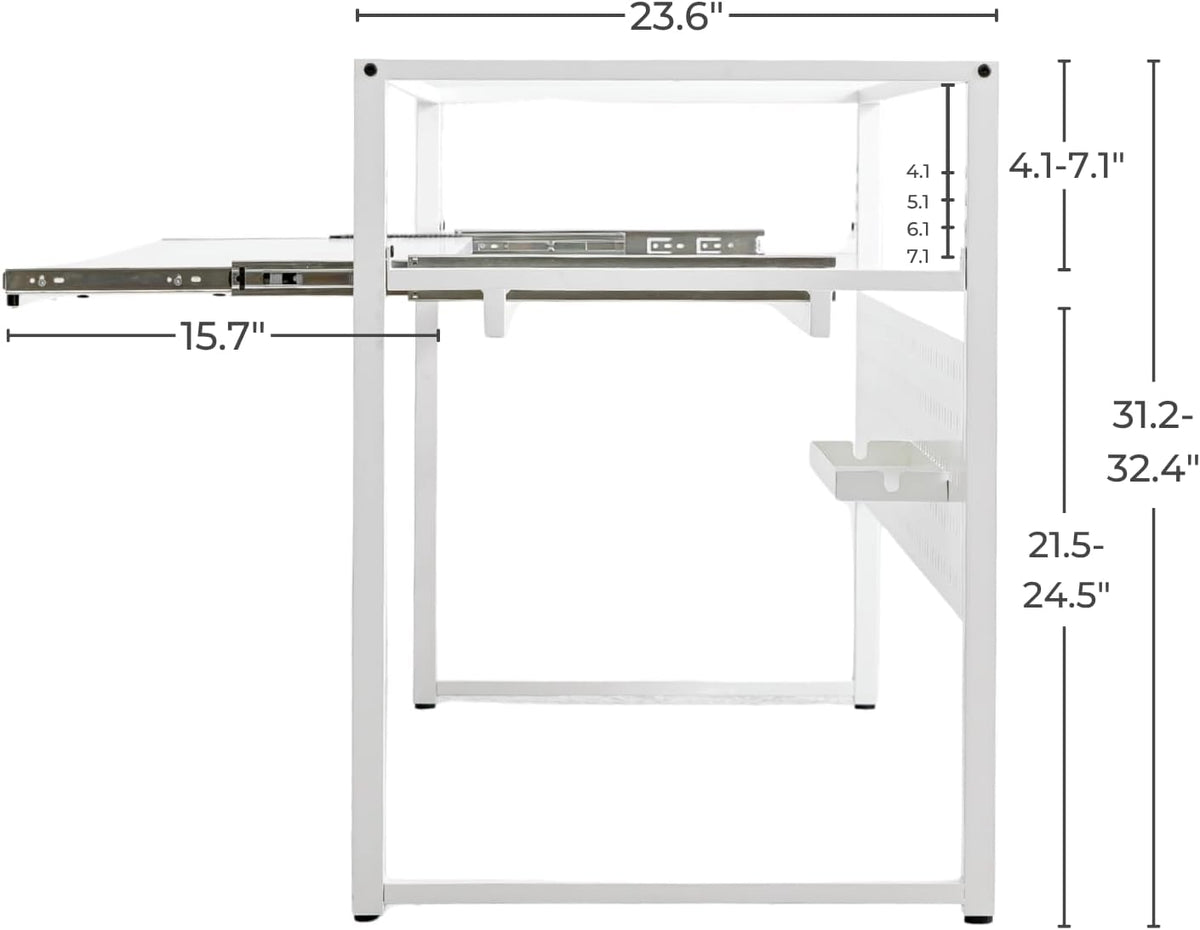 Music Studio Desk with Keyboard Tray and Height Adjustment Bracket, for Full ...