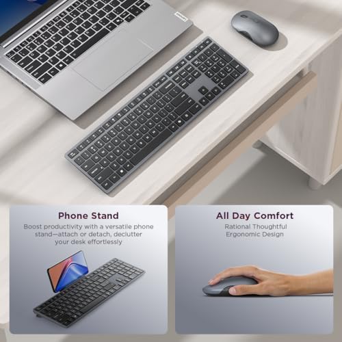 Lenovo 700 Modern Wireless Keyboard & Mouse Combo, 2.4 GHz Dongle & D...