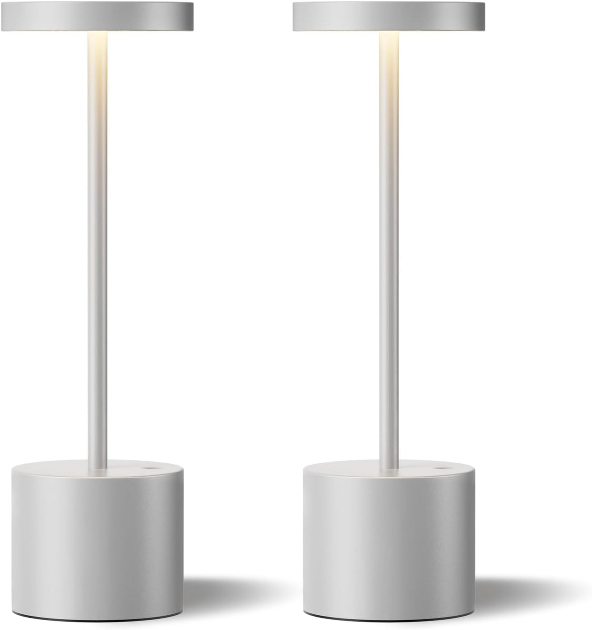 Kakanuo Silver Gray Cordless Lamp Set, Rechargeable Lamp, 3 Color Temperature...