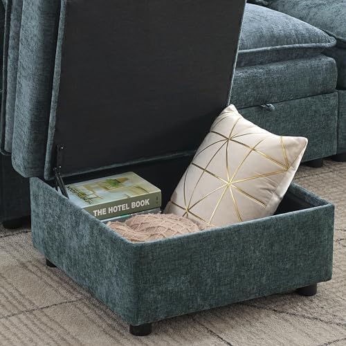 27" Large Square Ottoman with Storage, Modern Upholstered Footrest with ...