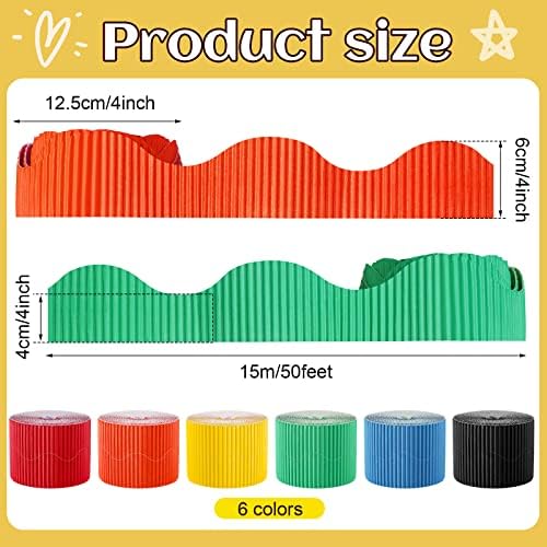 Harloon 6 Pcs 300ft Bulletin Board Borders Bulk Classroom Scalloped Borders P...